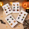 El juego de pendientes más vendido con elementos peculiares de cabeza de calabaza y murciélago fantasma, pendientes de Halloween de dibujos animados de nicho personalizados transfronterizos
