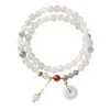Pulsera de Jade Verde Tianshan con Cuentas Joyería para Mujer Pulsera de Cuentas de Oración Budista Venta al por Mayor Pulsera de Nicho de Lujo Ligero
