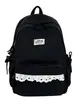 Mochila Dulce para Niñas de Secundaria y Preparatoria Estilo Coreano con Adorno de Encaje, Ambiente Fresco y Relajante, Adecuada para Salidas, Compras y Picnic