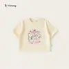 [Colección de Camisetas de Manga Corta para Niños] Camisetas Estampadas para Niñas, Dulces Tops para Bebés Estilo Coreano, Cuello de Muñeca Adorable, Cuello Redondo, Modernos