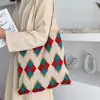 Nova Bolsa de Tecido de Crochê Grande Capacidade de Ombro Venda Quente Transfronteiriça Estilo Retrô Versátil Bolsa Trançada Vazada Atacado