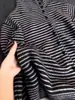 Suéter de Tricô Listrado Gola Alta Meia-Calça Estilo Coreano Feminino Plus Size, Novo Estilo Outono e Inverno para Mulheres Curvilíneas, Top Interno Emagrecedor e que Valoriza o Corpo
