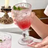 Vaso de Vidrio Transparente con Relieve Estilo Lujo Ligero, Tazón de Helado Específico para Restaurante, Copa de Champaña, Copa de Vino Tinto con Patrón Creativo de Pergamino