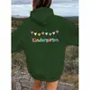 Sudadera con Capucha Temuwish Amazon de Comercio Exterior Transfronterizo con Corazón de Colores y Texto de Jardín de Infancia en la Espalda