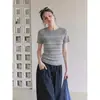 Top de Punto Jacquard Manga Corta Estilo Coreano para Mujer 2026 Nuevo Verano Diseño de Nicho Cuello Redondo Delgado Elegante