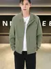 Jaqueta Casual Masculina para Primavera e Outono, Casaco com Gola Reversível, Jaqueta Corta-vento Versátil e na Moda para o Trabalho, Jaqueta de Marca de Moda Masculina, Suporta Impressão