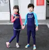 Traje de baño para niños medianos y grandes, traje de baño dividido para estudiantes, protección solar, pantalones de manga larga, para niños y niñas, traje de buceo impermeable para mujer