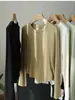 ¡Súper Suave y Liso! Camiseta de Lana Acetato con Tacto de Piel, Cuello Redondo Elástico, Ceñidor en la Cintura, Camiseta Básica Adelgazante para Principios de Otoño Nueva Colección G071404
