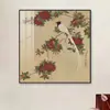 Nova pintura decorativa meticulosa estilo chinês com flores e pássaros, redonda, em estilo chinês tradicional, adequada para salas de estar, escritórios e salas de chá, como um pendente de parede de fundo, com uma estética retrô