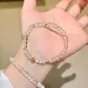 Pulsera de Cuentas Planas de Cristal Blanco Natural con Separadores Brillantes de Diamante Cuentas Ábaco, Accesorio de Mano Minimalista para Viajes Diarios, Sanación