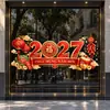 2027 TikTok Más Vendido Vietnamita Shopee Feliz Año Nuevo Pegatinas Estáticas Linterna Roja Carácter Fu Pegatinas de Vidrio