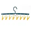 Pinzas Gruesas Multifuncionales Antideslizantes para Secado de Ropa en Casa para Calcetines y Ropa Interior, Colgador de 8 Pinzas, Tendedero a Prueba de Viento para Exteriores