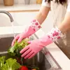 Luvas Duráveis de Borracha Látex à Prova d'Água para Lavar Roupas, Fazer Tarefas Domésticas, Lavar Louça, Limpar a Cozinha e Lavar Vegetais, com Forro de Lã Adicionado e Design Espessado