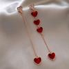 Pendientes de Cadena con Corazón Asimétrico Incrustado de Diamantes Estilo Retro Moda Ins Europea y Americana Pendientes Elegantes de Gama Alta para Mujer