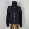 Cardigan de Punto Elegante Versátil de Cuello Alto Delgado de Manga Larga de un Solo Botón para Mujer de Dongdaemun, Corea del Sur