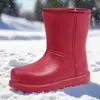 Botas de nieve X estilo slip-on nuevas con forro polar, impermeables, cálidas, adecuadas para uso en la cocina, engrosadas para el invierno, antideslizantes, zapatos de algodón, botas de lluvia, EVA