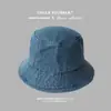 Sombrero de Mezclilla para Mujer de Otoño e Invierno Sombrero de Pescador Versátil Japonés Circunferencia de Cabeza Grande Adelgazante para la Cara Sombrero de Pescador Lavado Vintage