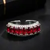 Anillo de Diamantes de Circonia Roja Sangre de Paloma Vintage para Mujer, Lujo Ligero, Gama Alta, Exquisito, Elegante y Favorecedor para la Piel, Anillo para el Dedo Índice