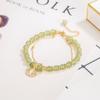 Pulsera de Tres Capas Estilo Tiktok para Mujer con Hojas de Ginkgo y Jade Hetian Imitación, Joyería de Alta Gama