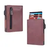 Portatarjetas Antirrobo RFID Empuje Lateral Aleación de Aluminio Estuche para Tarjetas de Crédito Billetera para Monedas de Cuero PU En Stock Venta al por Mayor Transfronterizo En Stock