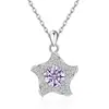 Colar Cruzado Europeu e Americano de Prata Esterlina S925 com Doze Pedras de Nascimento Estrela-do-Mar para Mulheres Moda Amazon Pingente de Estrela Corrente da Clavícula