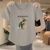 Camiseta Versátil de Manga Corta para Mujer Talla Plus con Hombro Normal, Nuevo Estilo Coreano de Verano, Corte Delgado, Favorecedora, Casual, Rejuvenecedora, Top Elegante
