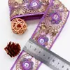 Renda nova estilo étnico com bordado de lantejoulas de 4,3 cm de largura para roupas, materiais de acessório de gola e punho feitos à mão para DIY Hanfu