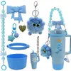 Set de Accesorios para Botella de Agua Stanley con Cadena de Flores, Tapa con Popote, Cadena con Colgante de Bola de Felpa Transfronterizo en Stock Venta al por Mayor