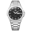 Relógio marca Oulishi, mesmo estilo do Audemars Piguet, ultrafino, calendário duplo, pulseira de aço, relógio masculino de quartzo moderno, luminoso, relógio à prova d'água