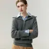 Estilo perezoso suéter de cachemira grueso con media cremallera estilo LP mismo para mujer otoño invierno cuello solapa tejido holgado cálido suéter capa base