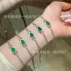 Venta al por mayor de fábrica pequeño rojo departamento material natural peligroso yang verde jade calabaza cuentas pulsera s925 plata incrustada nuevo estilo chino