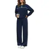 Conjunto Casual Feminino Europeu e Americano Transfronteiriço Outono 2026: Blusa Solta, Calça Longa de Cintura Alta Wide Leg