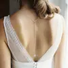 Colar de Corrente Traseira para Casamento de Noiva com Zircônia em Gota, Moda Europeia e Americana, Camadas Múltiplas com Franja, Corrente Traseira Feminina