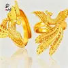 Anel de Fênix Banhado a Ouro Estilo Antigo, Anel de Casamento Ajustável Feminino Novo Estilo Chinês, Venda Direta do Fabricante de Joias, Em Estoque Atacado