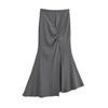 Saia de cintura alta elástica design plissado irregular fenda alta justa ao corpo sexy bainha sereia vestido acima do joelho