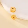 Cuentas Espaciadoras Sólidas Forma de Píldora Corte Grueso Chapadas en Plata S925 con Oro de 24 Quilates para Fabricación de Joyería DIY