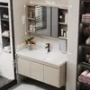 Nuevo Práctico Espacio Panal de Abeja Aluminio Gabinete de Baño Cerámica Integrado Lavabo Encimera de Lavabo Baño Apartamento Pequeño