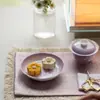 Dinastia Tang e Song Gradiente Roxo Cerâmica Arita Flor de Rosa Pintada à Mão Suporte de Panela de Cerâmica Acessórios para Cerimônia do Chá Bandeja Seca de Chá para Casa Bandeja de Lanches de Chá