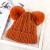 Chapéu feminino inverno adulto forrado com fleece par bola de pelo chapéu de lã pullover chapéu coreano fofo chapéu para frio chapéu de tricô quente personalizado
