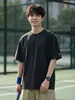 Camiseta Esportiva Masculina de Verão Fina com Toque Fresco, Estampa 3D Color-Blocking, Manga Curta, Camiseta Casual Simples de Manga Curta