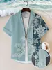 Camisa estilosa de retalhos de manga curta, uma peça de verão moderna e casual de uma marca popular, feita com tecido de seda gelada.