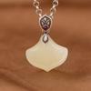 Pendientes de plata de ley 925 con forma de hoja de ginkgo y elegante diseño de Rey Ciervo Dorado, con forma de anillo y hoja de jade hetiano, joyería de plata para mujer