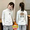 Camiseta Interior de Polar para Niña Cuello Semi Alto Otoño/Invierno 2026 Nuevo Estilo Moda Elegante Ropa Interior Infantil Top con Dobladillo Fruncido