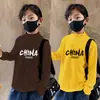 Y2328 # Camiseta Básica de Cuello Alto para Niños Manga Larga Otoño e Invierno 2025 Nuevo Estilo Top Térmico de Terciopelo por Ambos Lados