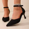 Tacones altos 2026 verano punta cerrada comercio transfronterizo talla grande tacón de aguja comercio exterior zapatos de mujer corte lateral punta fina sandalias de gamuza mujer