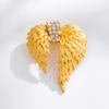 Broche Dourado com Asas de Pena e Diamantes da Idade Média para Mulheres, Corsage Luxuoso e Elegante, Acessório Versátil para Terno, Jaqueta, Casaco