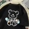 Camiseta Transpirable de Manga Corta Estilo Deportivo Simple para Mujer, Estilo Hong Kong, Patrón Grande Divertido para Adolescentes, Transfronteriza Aliexpress