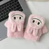 Guantes de Felpa sin Dedos para Niños con Estampados de Animales, Cálidos y Engrosados, Adecuados para Escribir Estudiantes, Guantes de Cinco Dedos a Prueba de Viento y Resistentes al Frío