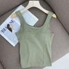 Camisola con Costuras Blancas Cubierta Interior para Mujer Espalda Bella Base Corta Top de una Pieza con Almohadilla en el Pecho Ropa Exterior para Mujer
