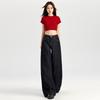 Jeans Anchos de Pierna Ancha, Gruesos y Holgados, Forrados de Polar, Color Naranja Infantil para Mujer, Adelgazantes y con Caída, Pantalones Elegantes y Versátiles de Longitud Completa.